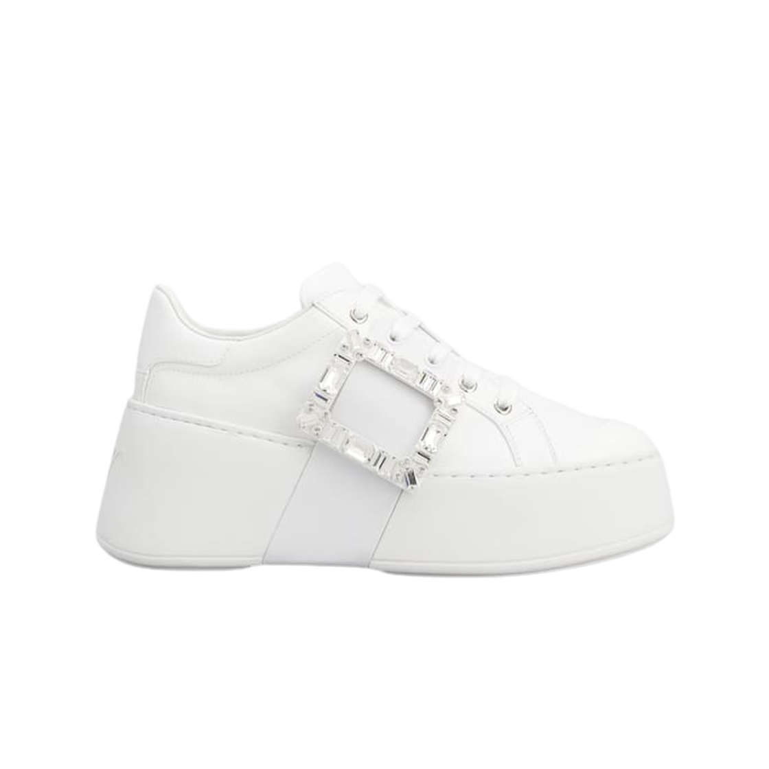 (W) 로저 비비에 비브 스케이트 레더 스니커즈 화이트((W) Roger Vivier Viv Skate Leather Sneakers White)