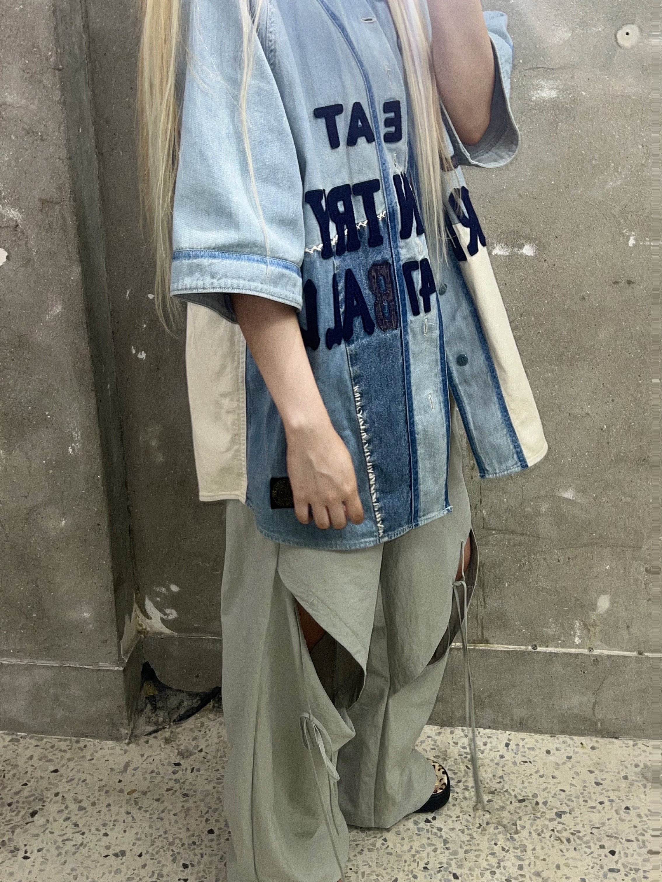 Kapital 8 oz. Denim Great Kountry Damaged Baseball Shirt Indigo (Processing) 착용 스타일