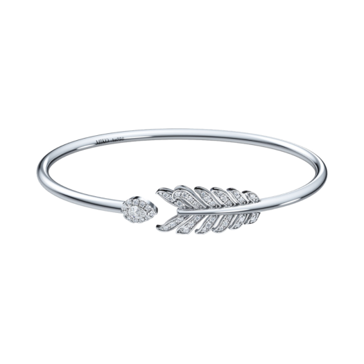 HDMI0626-2BL Miko Arrow Penneair Pear-Cut Diamond Pave Wire Bangle White Gold