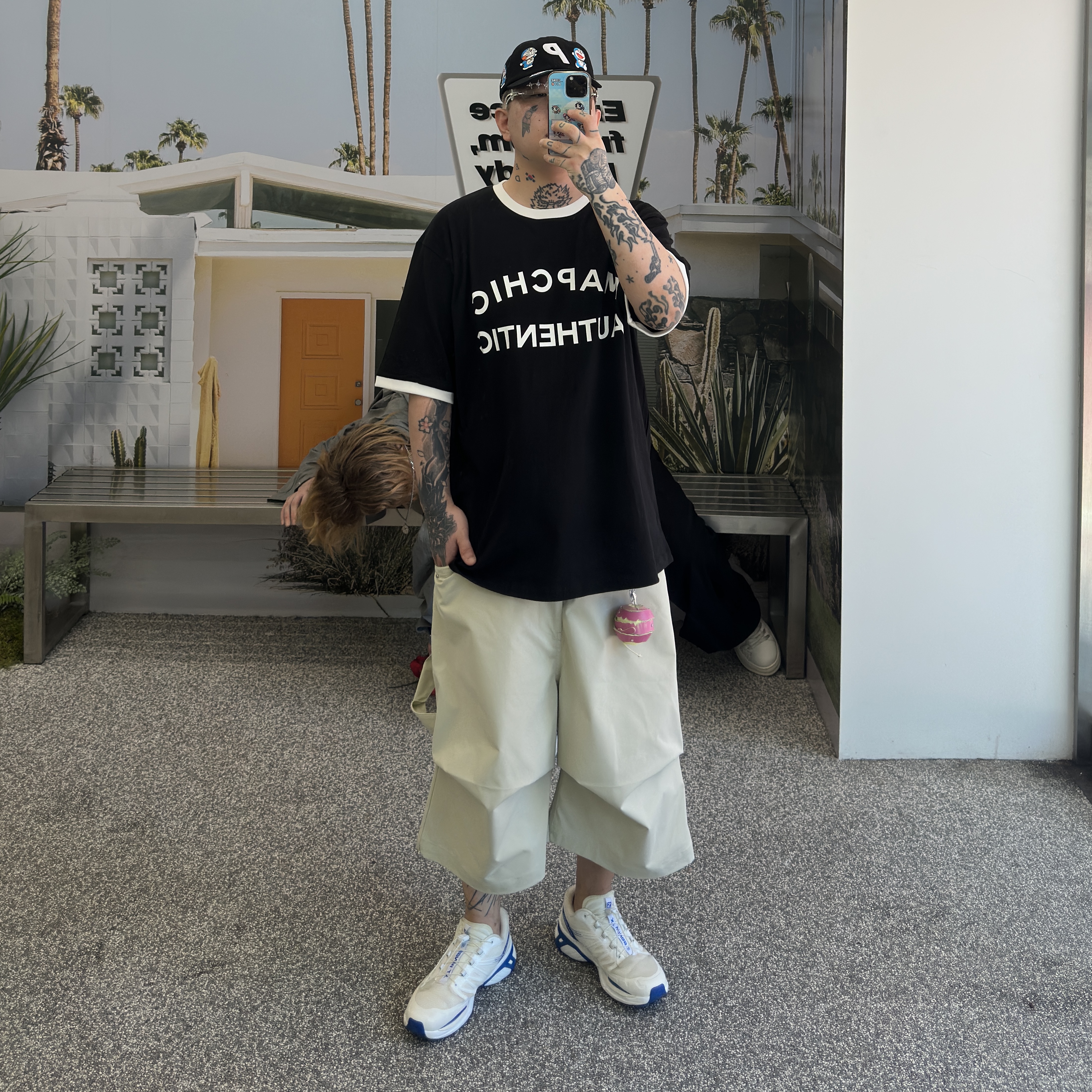 Palace x Doraemon 6-Panel Black - 25FW, Gentle Monster Briolette 02 Silver Clear 착용 스타일 - 2
