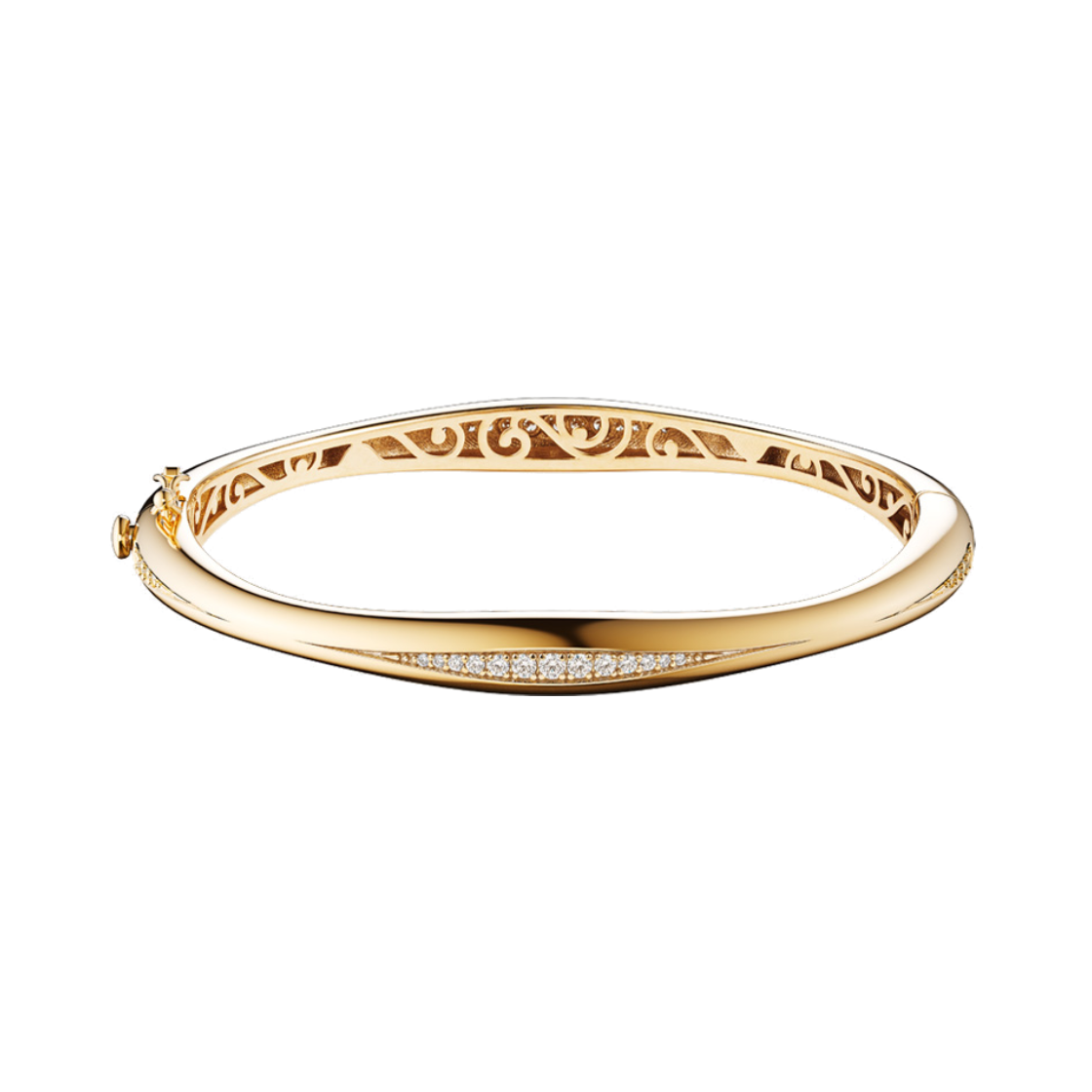 HDMI0623BL(D) Miko Flow Diamond Pave Bangle M Yellow Gold
