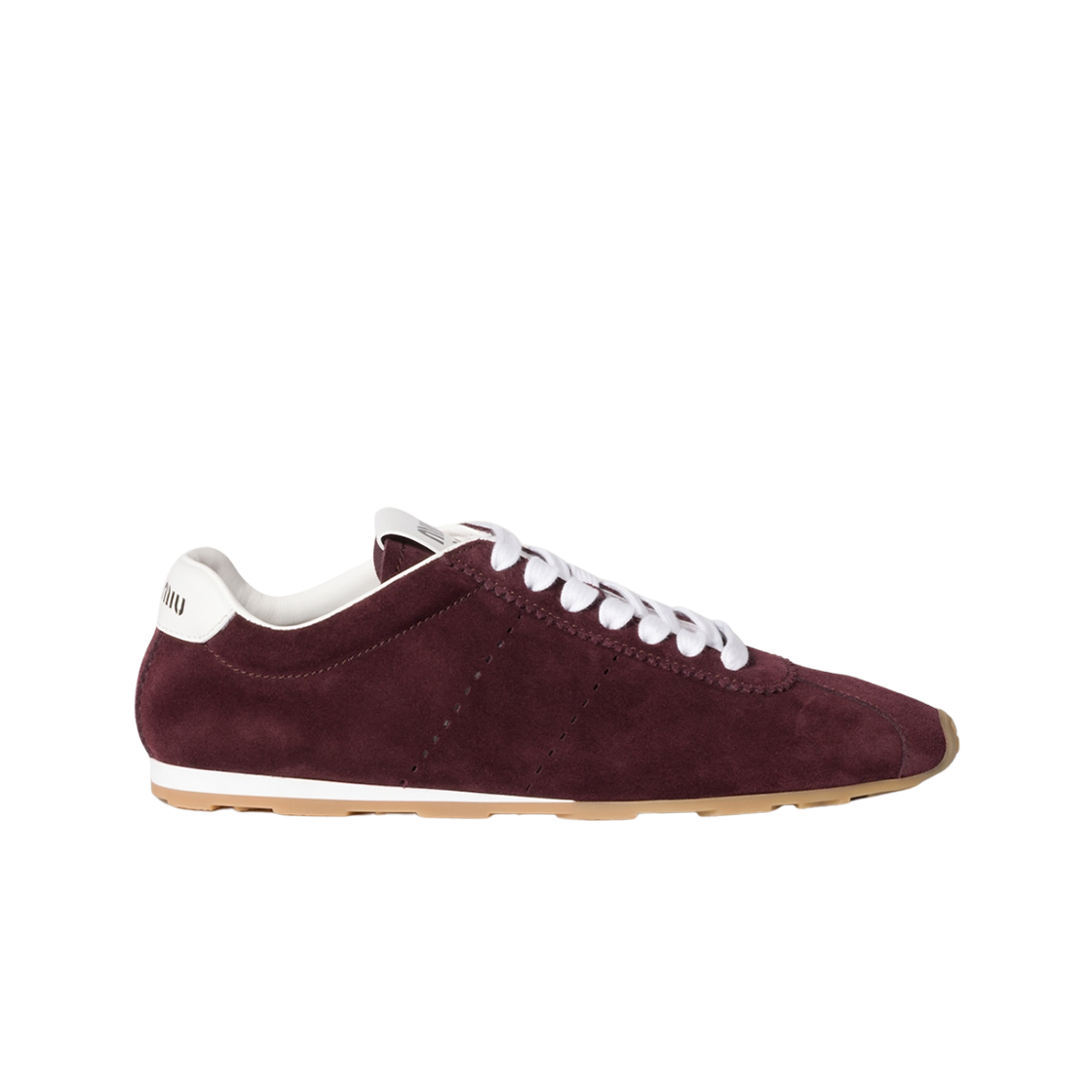5E114E-054-F0007 (W) Miu Miu Plume Suede Sneakers Burgundy