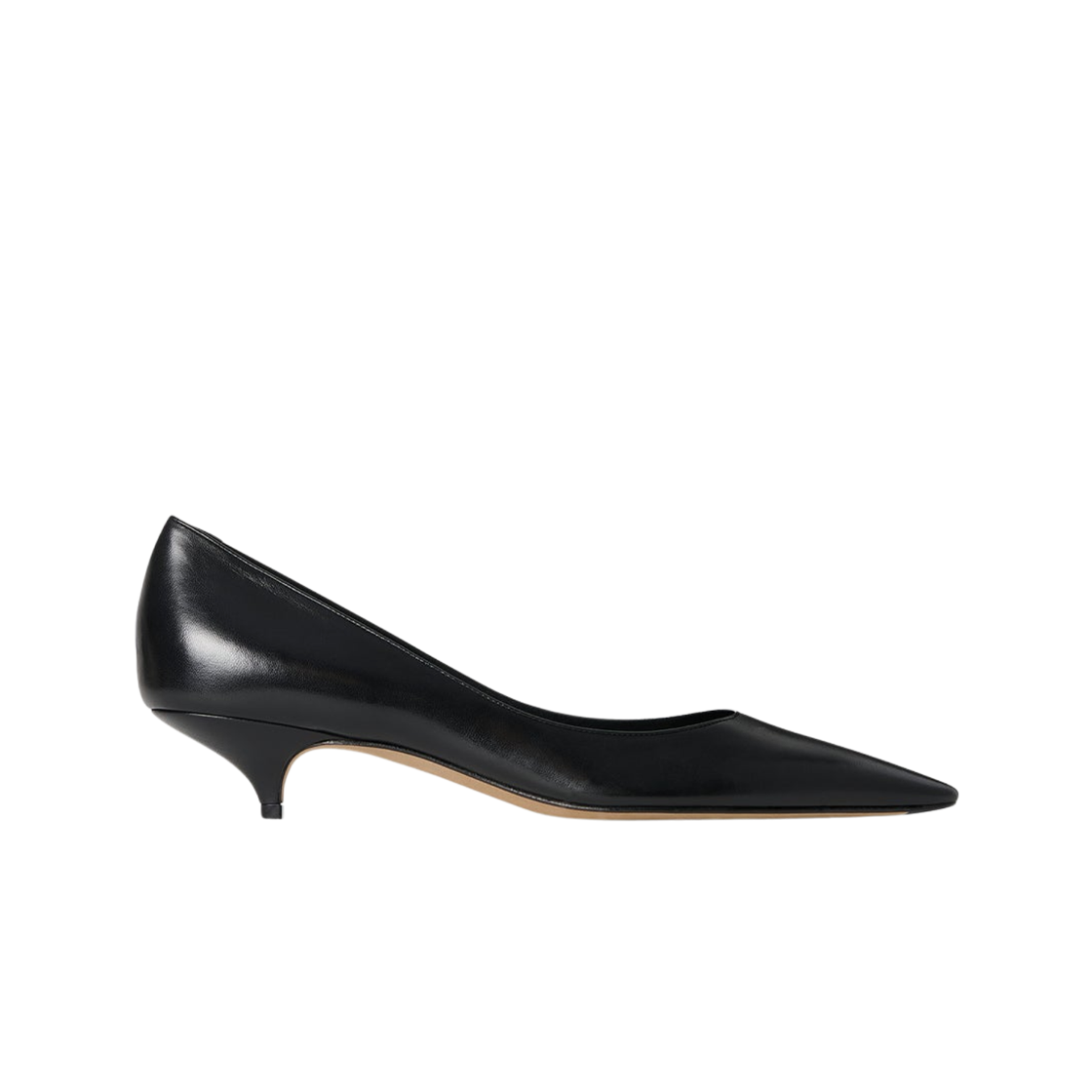 F1709SL1BLK (W) The Row Liisa Kitten Two Heel in Leather Black