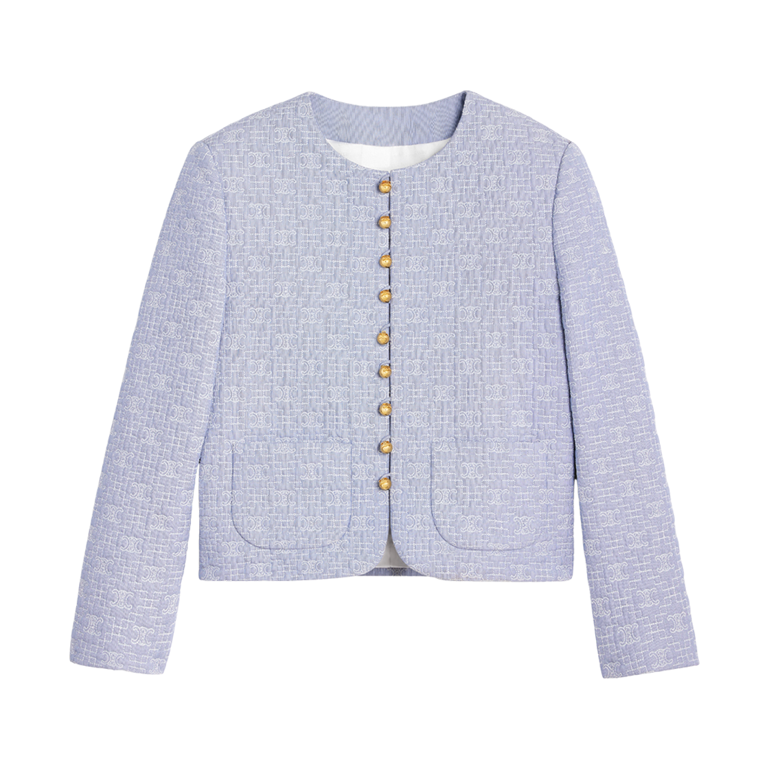 2V65S128X-07CG (W) Celine Triomphe Boutis Chelsea Jacket in Striped Cotton Navy Craie