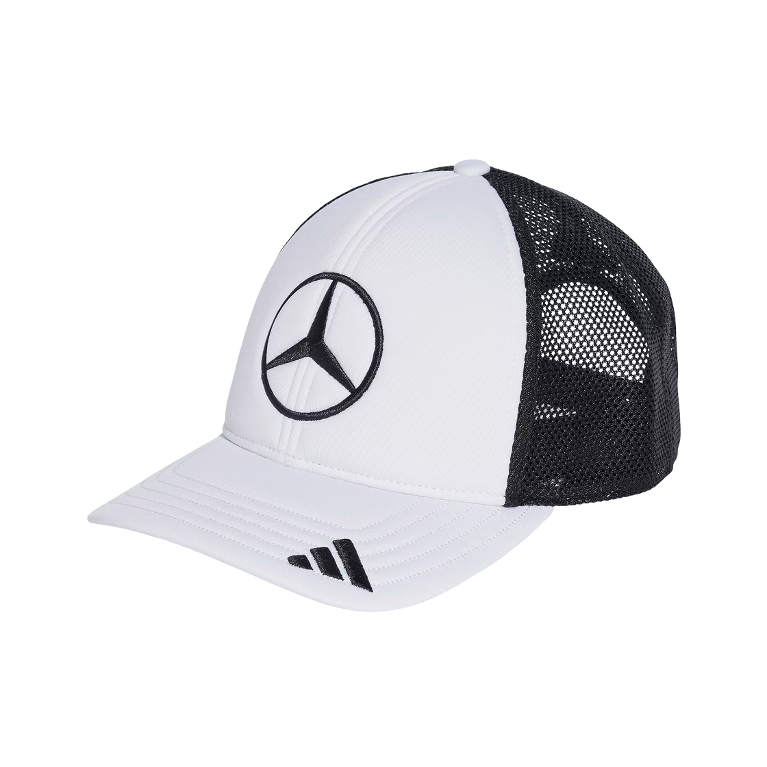 KA8015 Mercedes AMG Petronas x Adidas Formula One 2025 Team Snapback Star Trucker Cap White Black