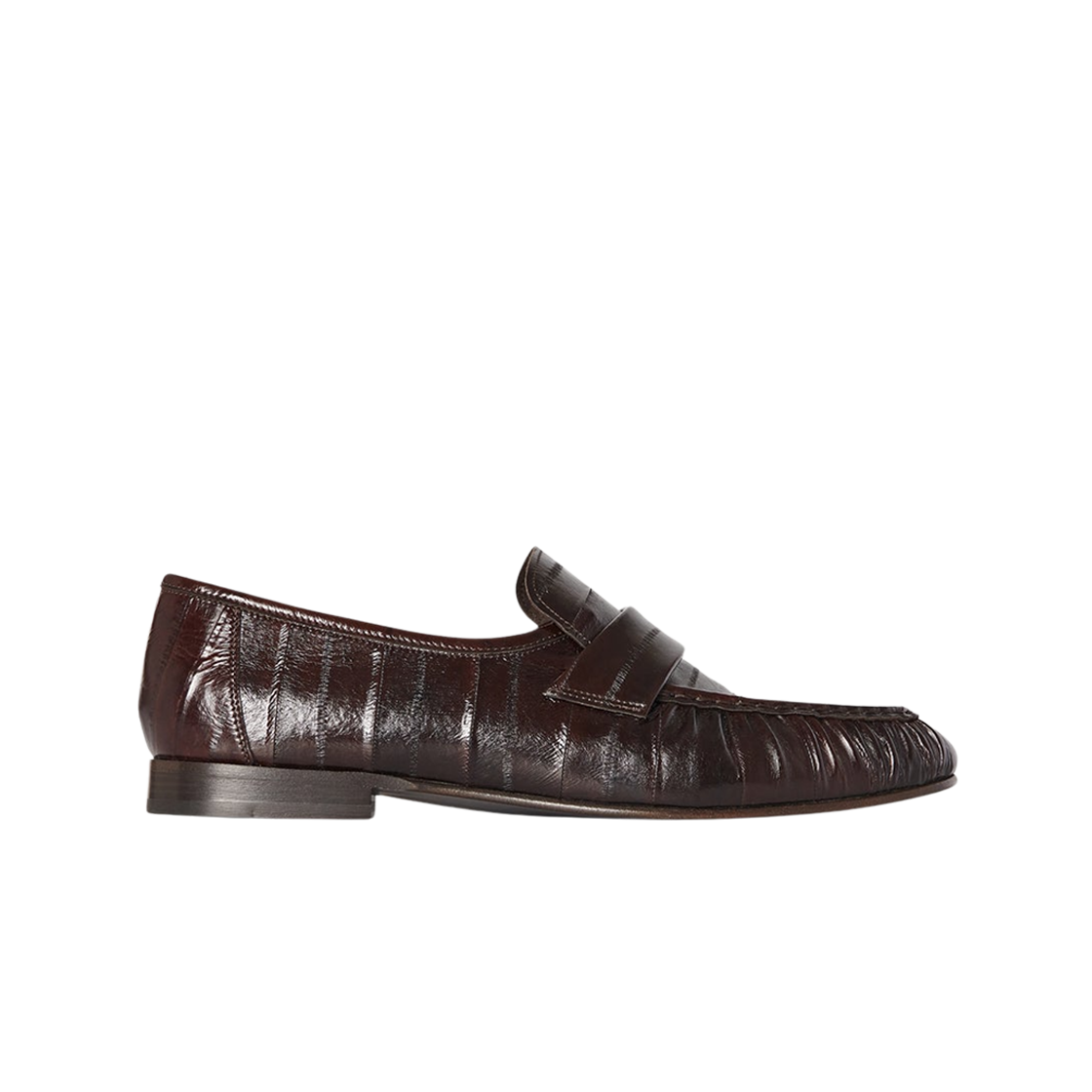 (W) 더 로우 소프트 일스킨 로퍼 브라운((W) The Row Soft Loafer in Eel Skin Brown)