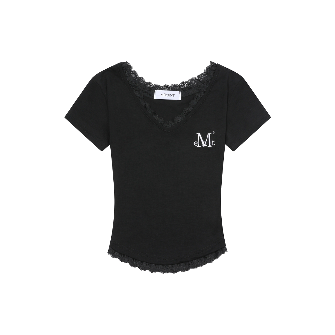 P0000BBI MUCENT Sunnior Lace V-Neck Half T Black
