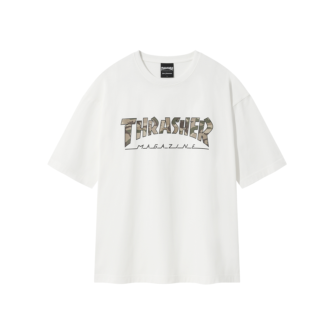 트레셔 매거진 카모패턴 반팔 티셔츠 화이트(Thrasher Magazine Camo Pattern T-Shirt White)