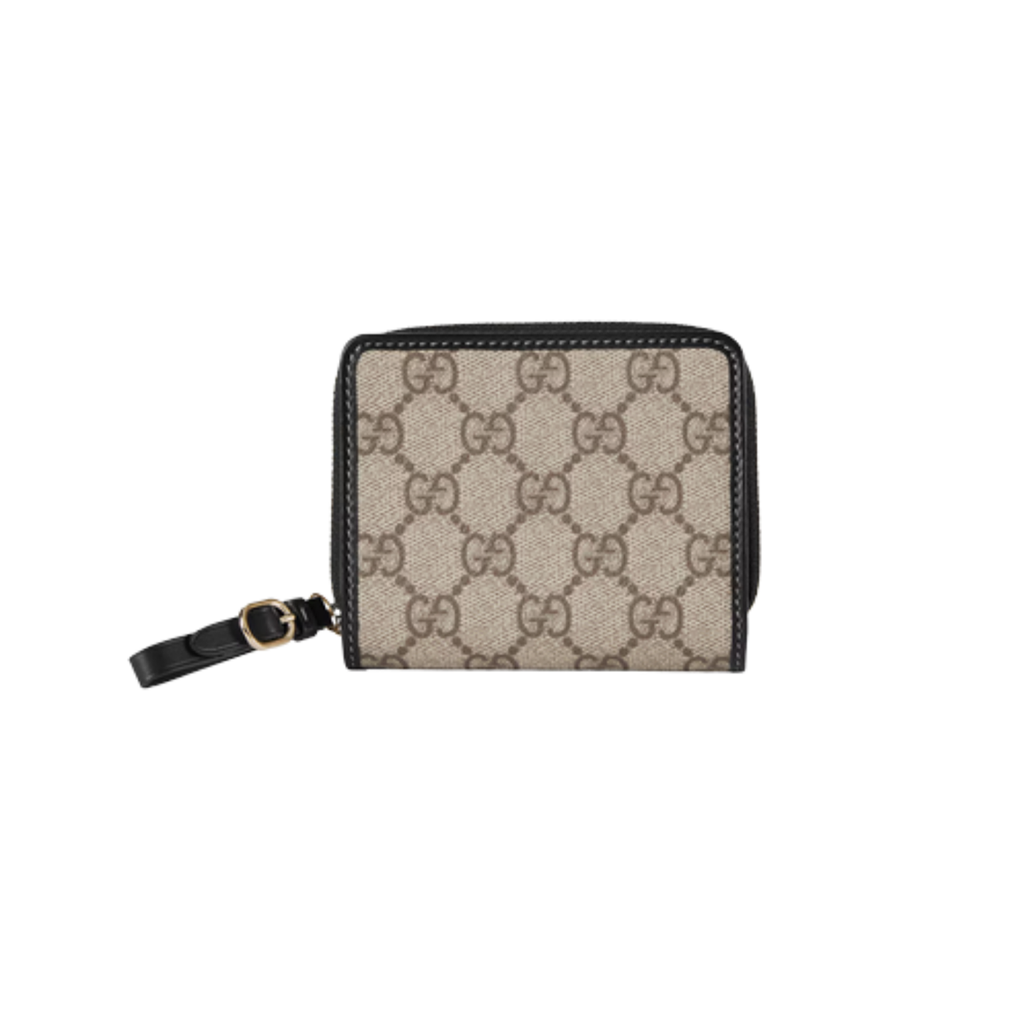 구찌 GG 엠블럼 집 미니 월렛 베이지 다크 브라운(Gucci GG Emblem Zip Mini Wallet Beige Dark Brown) - 1