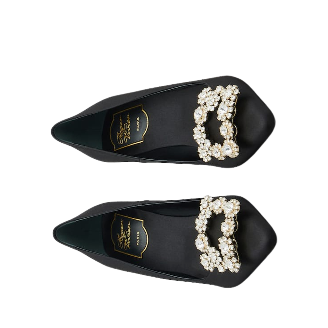 (W) 로저 비비에 사틴 에플로레상스 펌프스 블랙((W) Roger Vivier Satin Efflorescence Pumps Black) - 2