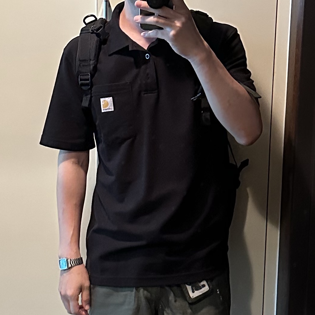 Carhartt Loose Fit Heavyweight Regular Short Sleeve Pocket T-Shirt Black, Casio AQ-230A-2A1MQY 착용 스타일