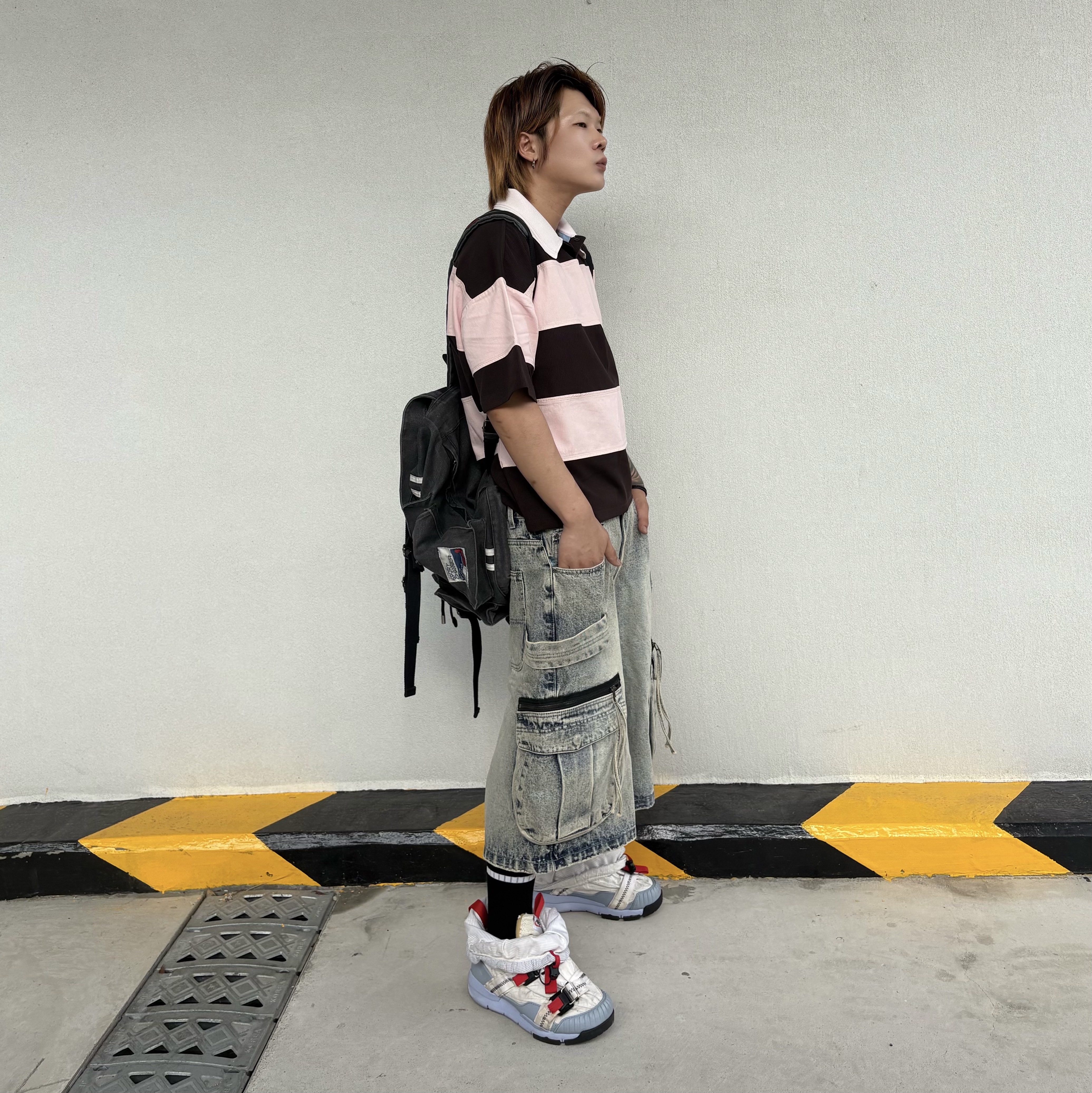 Nike x Tom Sachs Mars Yard Overshoe 3.0, SPORT CHAMBER SC Sporty Rucksack Charcol 착용 스타일
