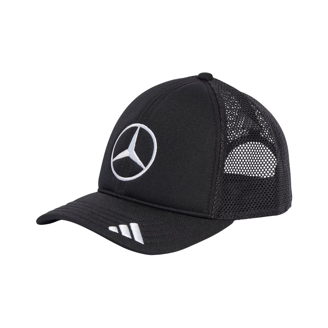 JX1418 Mercedes AMG Petronas x Adidas Formula One 2025 Team Snapback Star Trucker Cap Black White