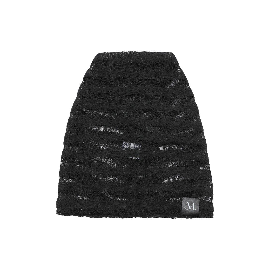 P0000BBN MUCENT Coolni See Through Stripe Lace Beanie Unisex Black
