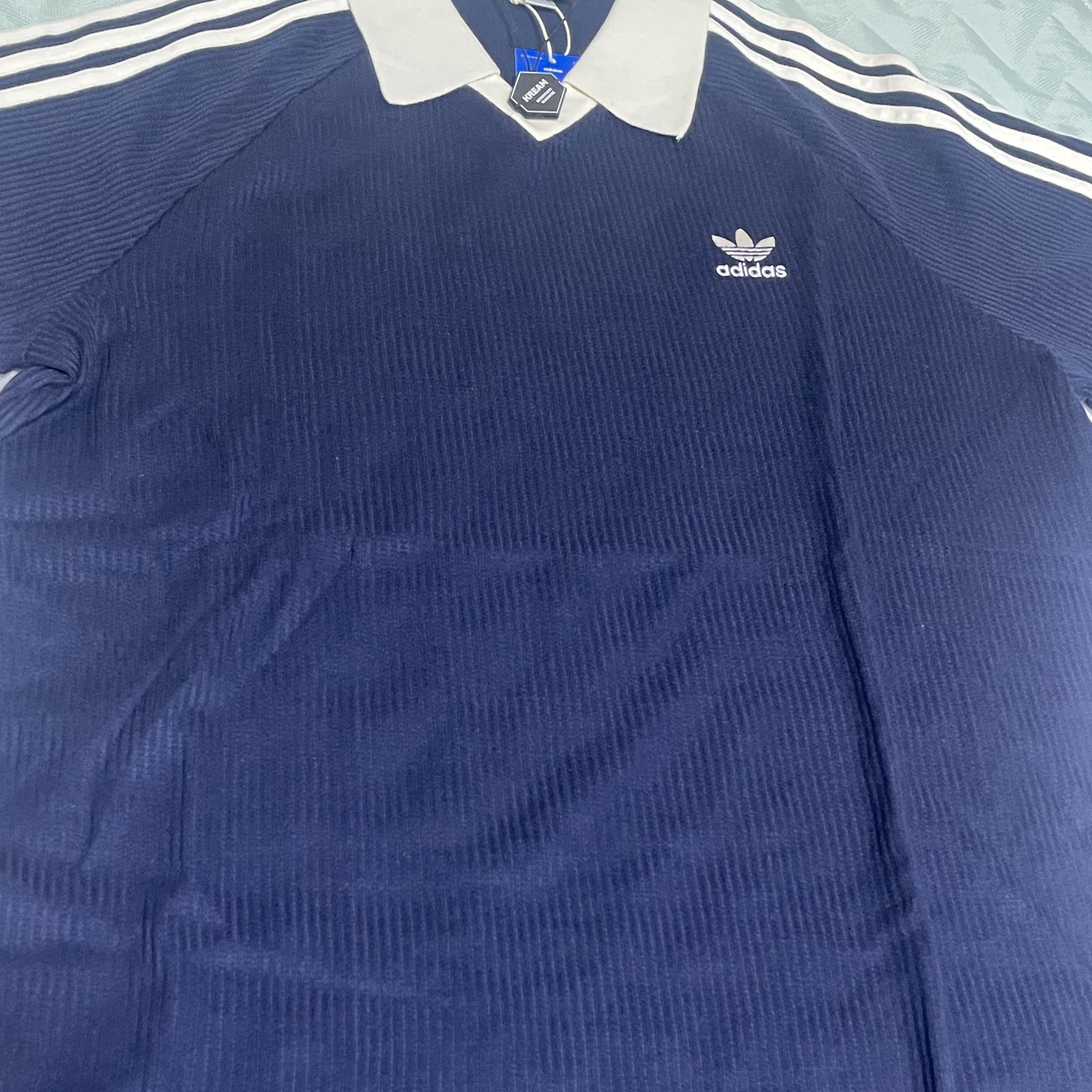 Adidas Waffle Short Sleeve Polo Shirt Navy - KR Sizing 착용 스타일