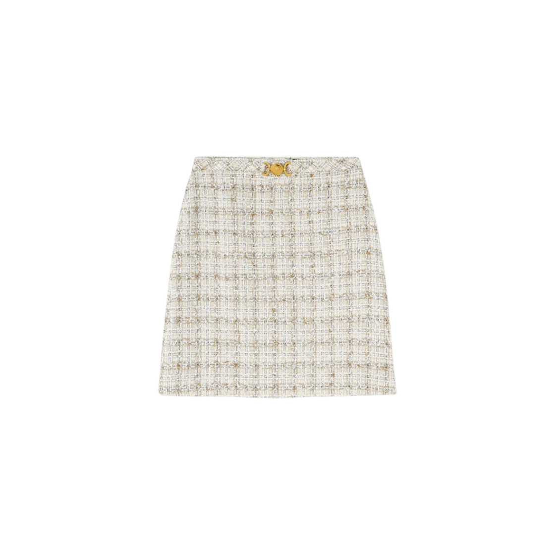 (W) 베르사체 트위드 에이라인 미니 스커트 화이트 골드((W) Versace Tweed A-line Mini Skirt White Gold)