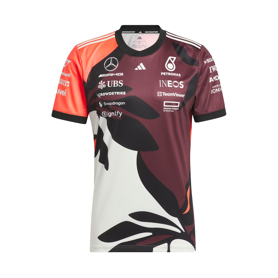 JZ6206 Mercedes AMG Petronas x Adidas Formula One 2025 Team Driver Jersey Replica Summer Pack Aurora Ruby Turbo - US Sizing