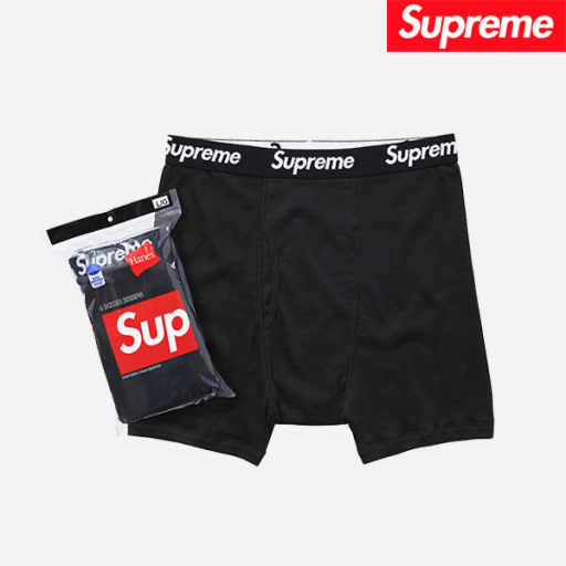 Supreme Hanes Boxer Briefs Black (4 Pack) 착용 스타일
