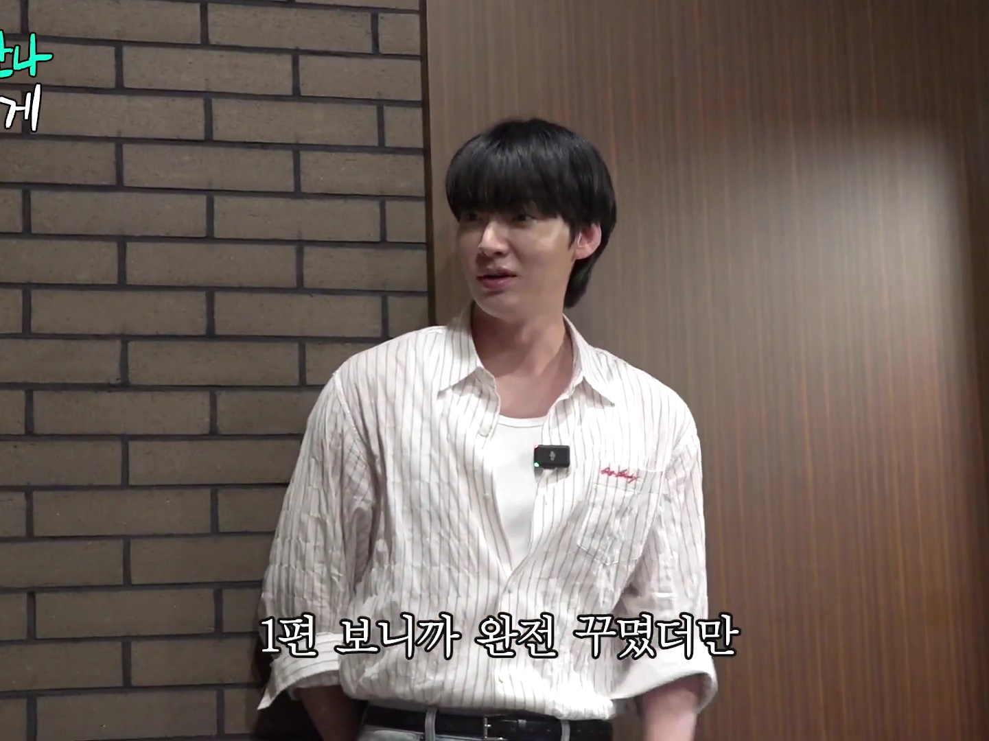 STU Embroidery Stripe Shirt Red 착용 스타일 - 6