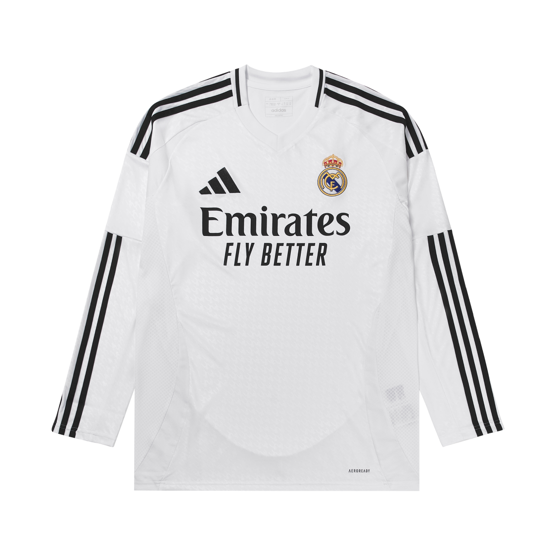 아디다스 레알 마드리드 2024/25 홈 롱슬리브 저지 화이트 - KR 사이즈 (논 마킹 버전)(Adidas Real Madrid 2024/25 Home Long Sleeve Jersey White - KR Sizing (Non Marking Ver.))