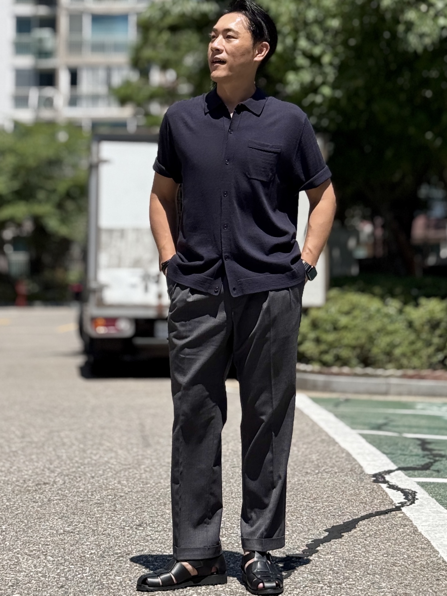 Paraboot Pacific Lisse Black 착용 스타일 - 4