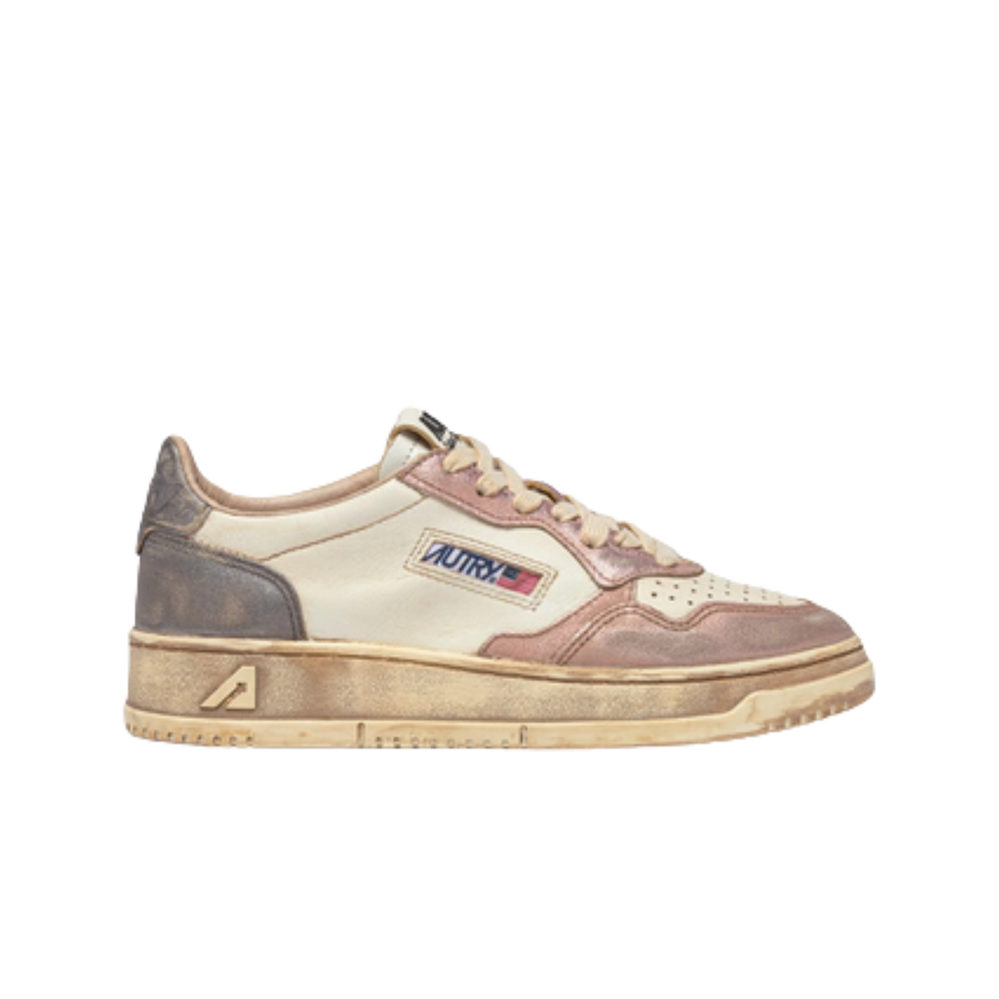 (W) 오트리 슈퍼 빈티지 메달리스트 로우 레더 스니커즈 화이트 로즈((W) Autry Super Vintage Medalist Low Leather Sneakers White Rose) - 1