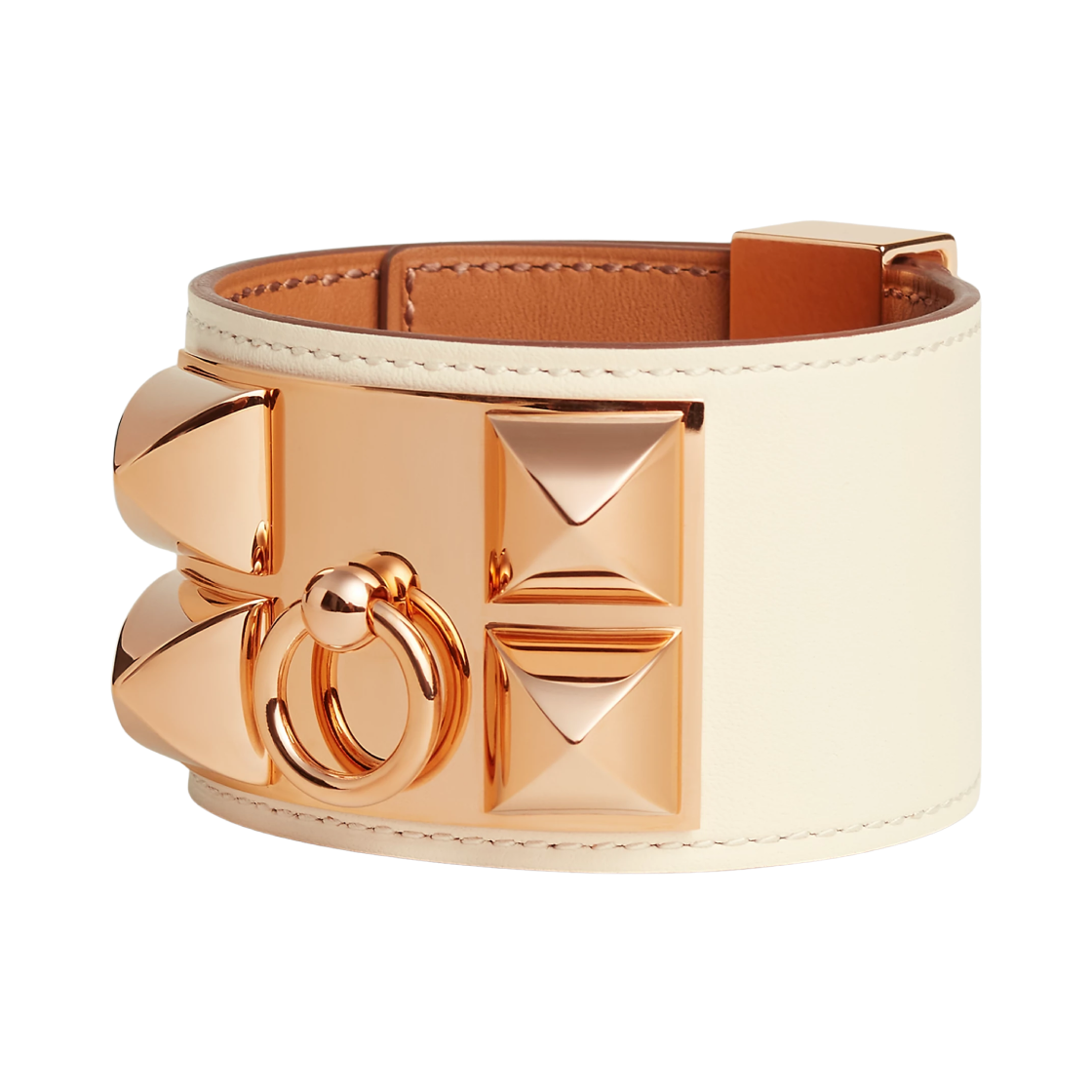 (W) 에르메스 꼴리에 드 샹 브레이슬릿 스위프트 & 옐로우 골드 하드웨어 나타((W) Hermes Collier De Chien Bracelet Swift & Yellow Gold Nata) - 1