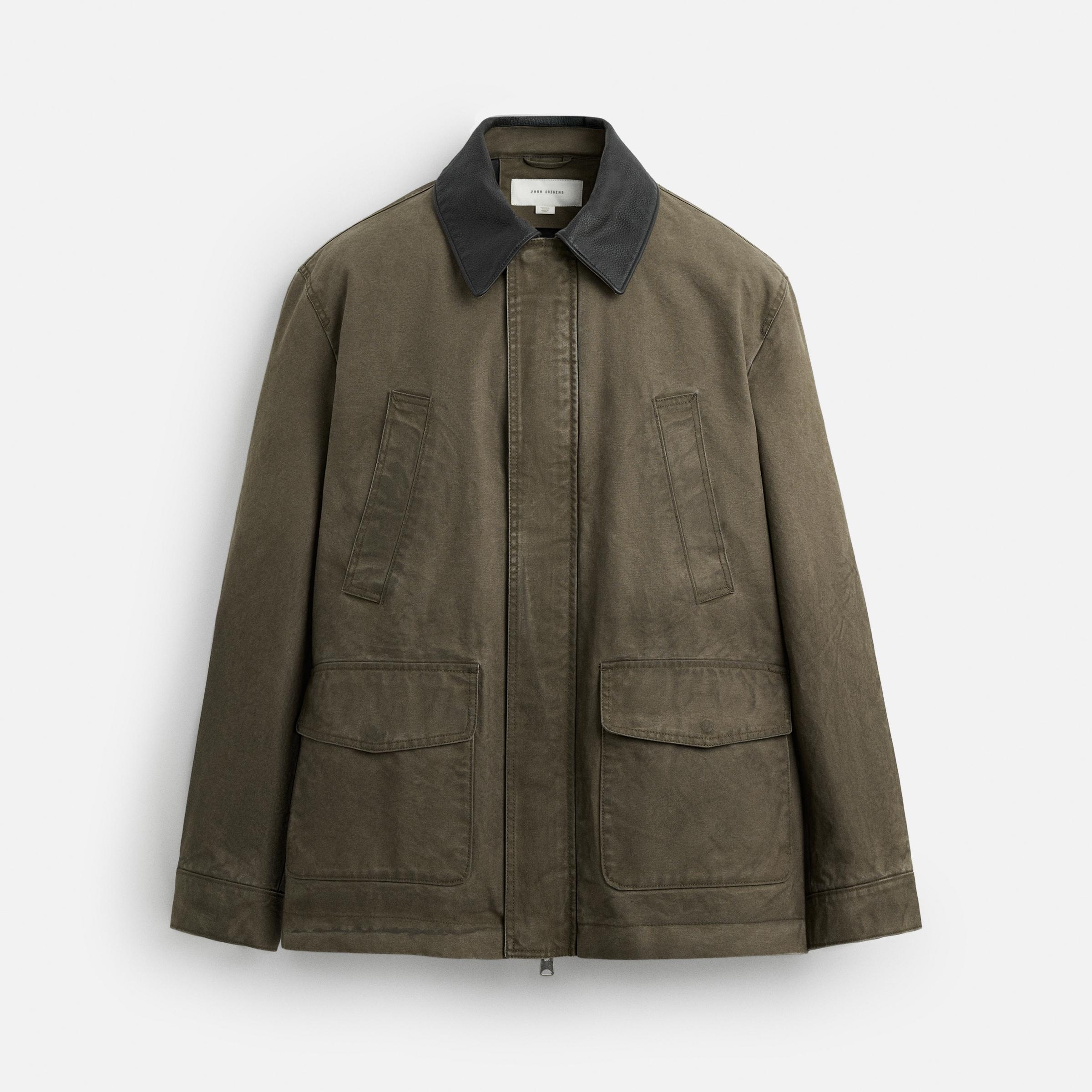 Zara Combined Washed Jacket Earth 착용 스타일