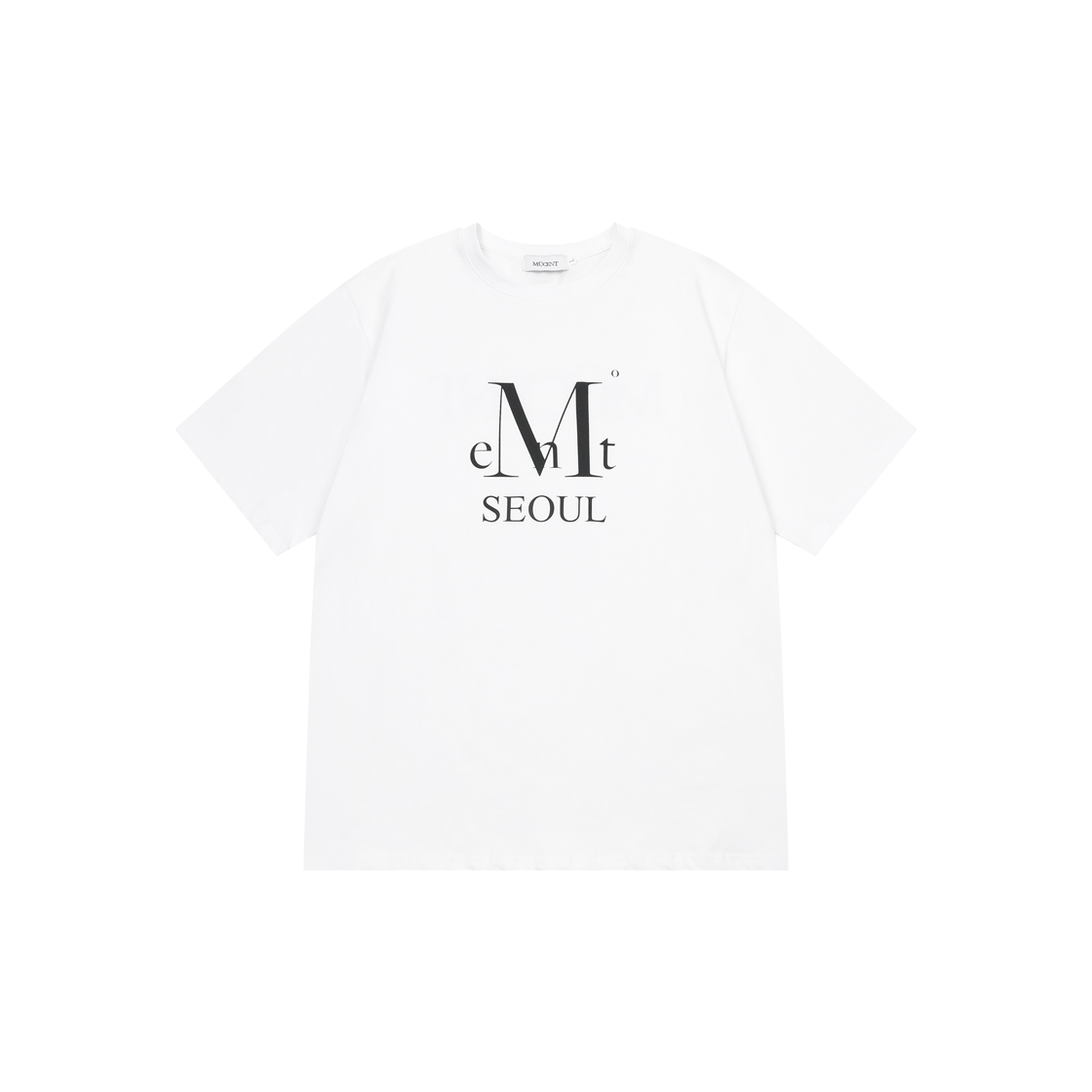 P0000BBV MUCENT Seoul Signature Logo Half T Unisex White