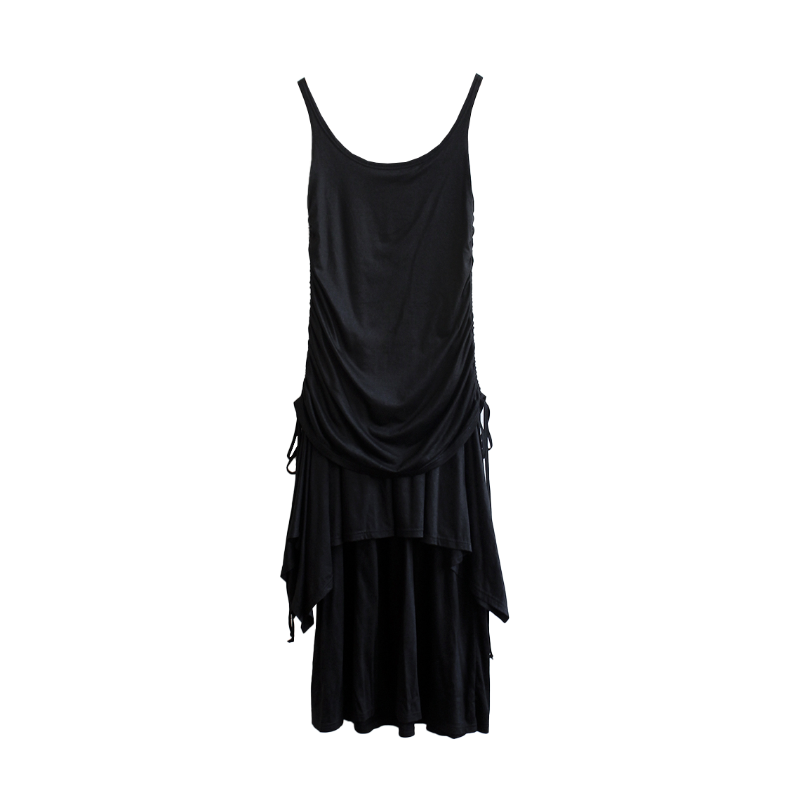 루바티 플레어 셔링 레이어드 드레스 블랙(Rubati Flare Shirring Layered Dress Black)
