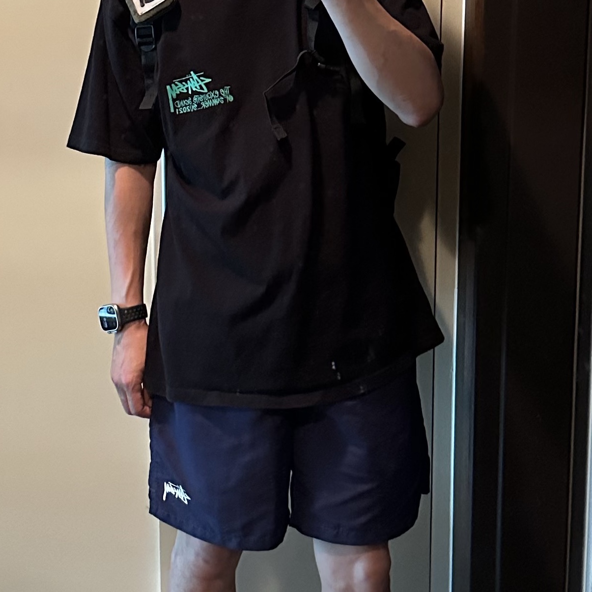 Stussy Stock Water Shorts Navy 착용 스타일