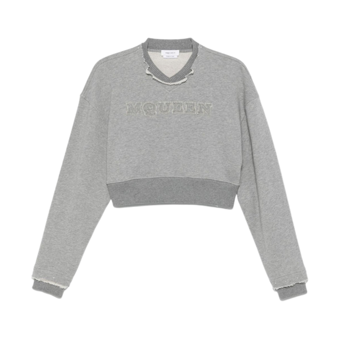 (W) 알렉산더 맥퀸 크롭 스웨트셔츠 그레이((W) Alexander McQueen Cropped Sweatshirt Grey)
