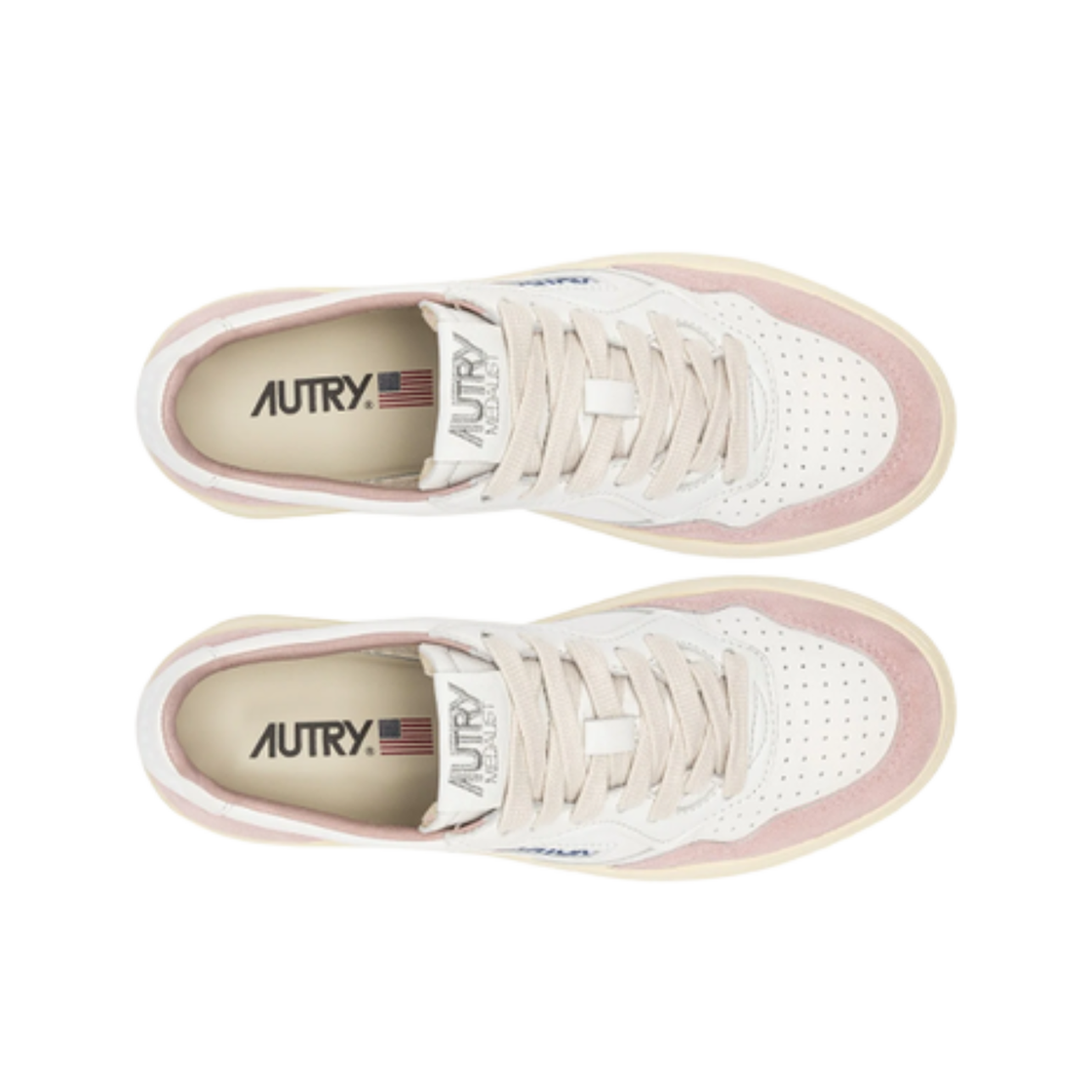 (W) 오트리 메달리스트 로우 레더 스웨이드 스니커즈 화이트 파우더((W) Autry Medalist Low Leather Suede Sneakers White Powder) - 2