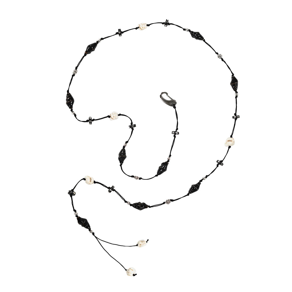 25SSBELT05 Rubati Shell of the Mermaid White String Belt Black