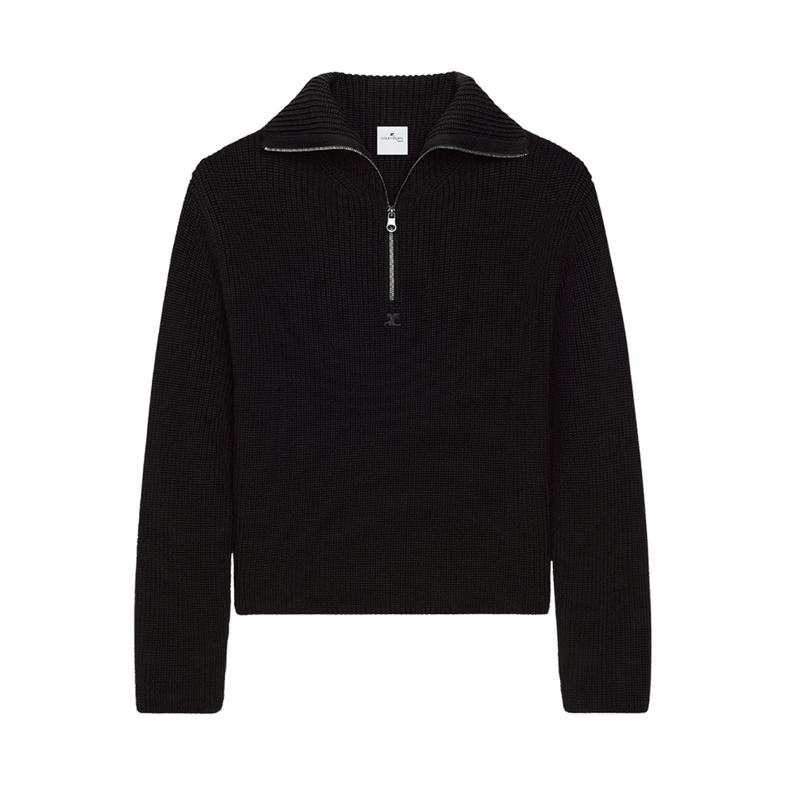 325MPU243FI00369999 Courreges Rib Wool Trucker Sweater Black