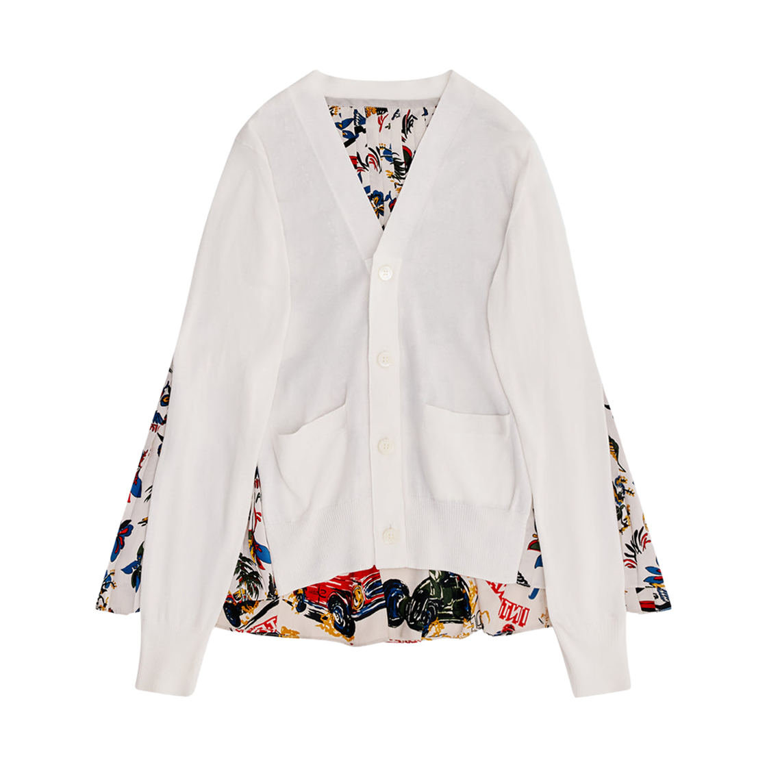 (W) 사카이 카 레이스 트로피컬 프린트 가디건 멀티((W) Sacai Car Race Tropical Print Cardigan Multi) - 1