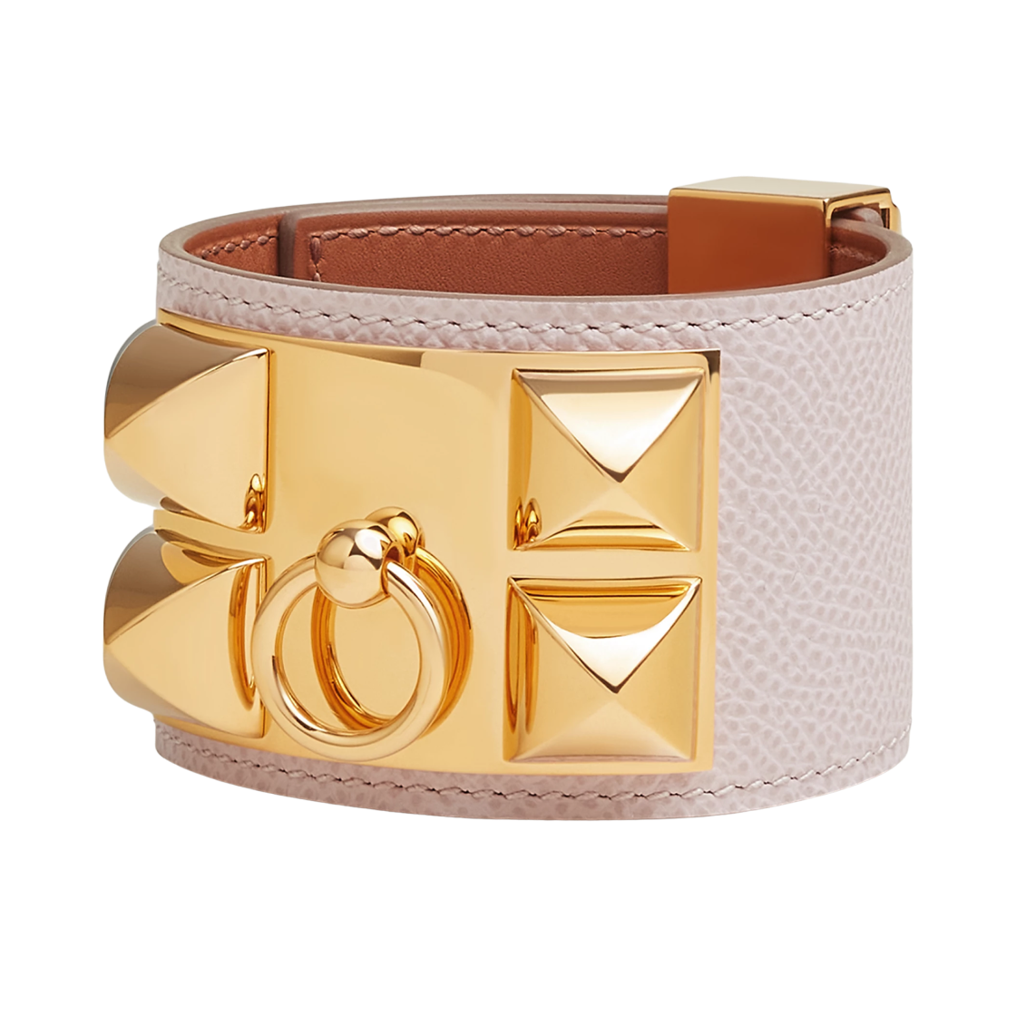 (W) 에르메스 꼴리에 드 샹 브레이슬릿 앱송 & 옐로우 골드 하드웨어 모브 빨((W) Hermes Collier De Chien Bracelet Epsom & Yellow Gold Mauve Pale) - 1