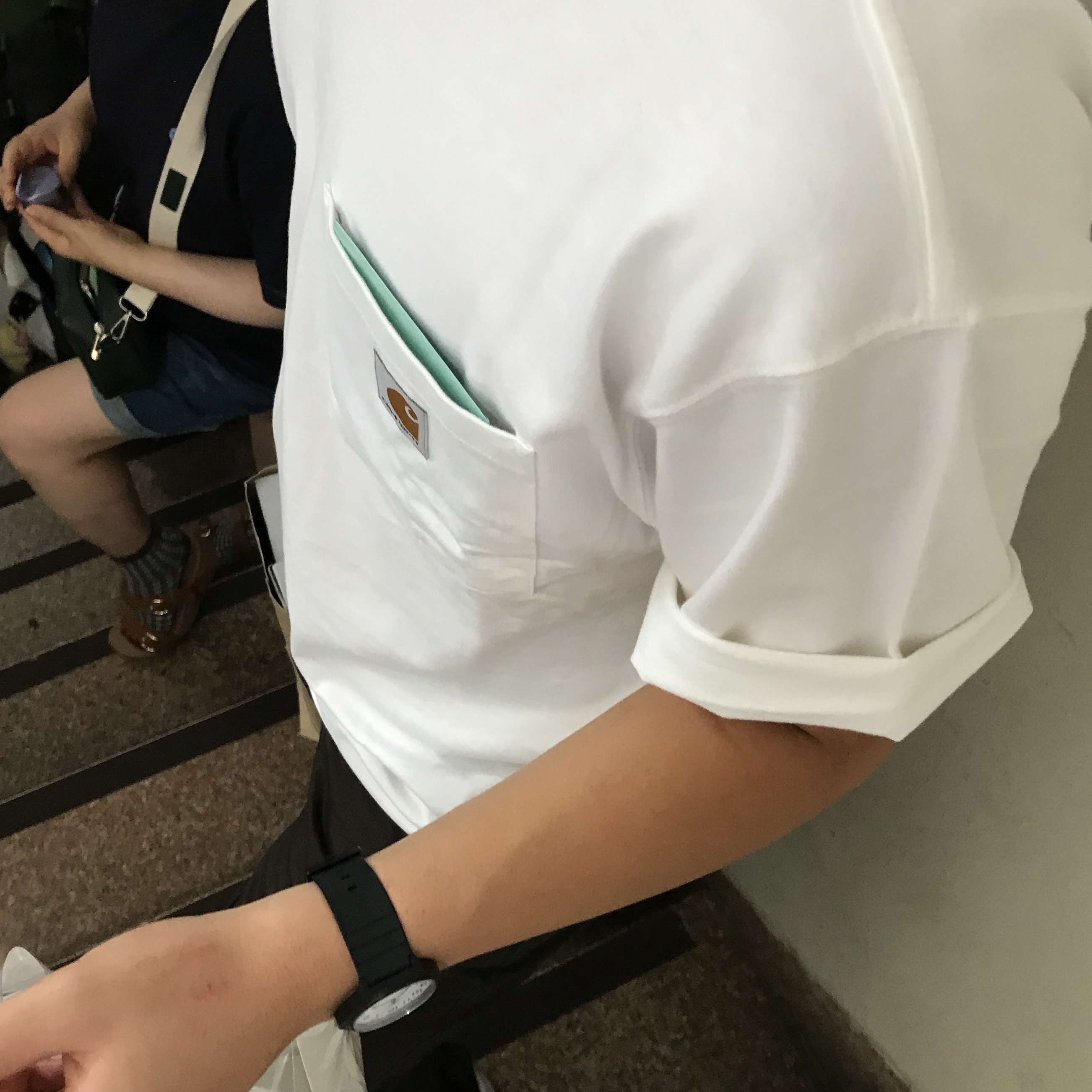 Carhartt Loose Fit Heavyweight Regular Short Sleeve Pocket T-Shirt White 착용 스타일