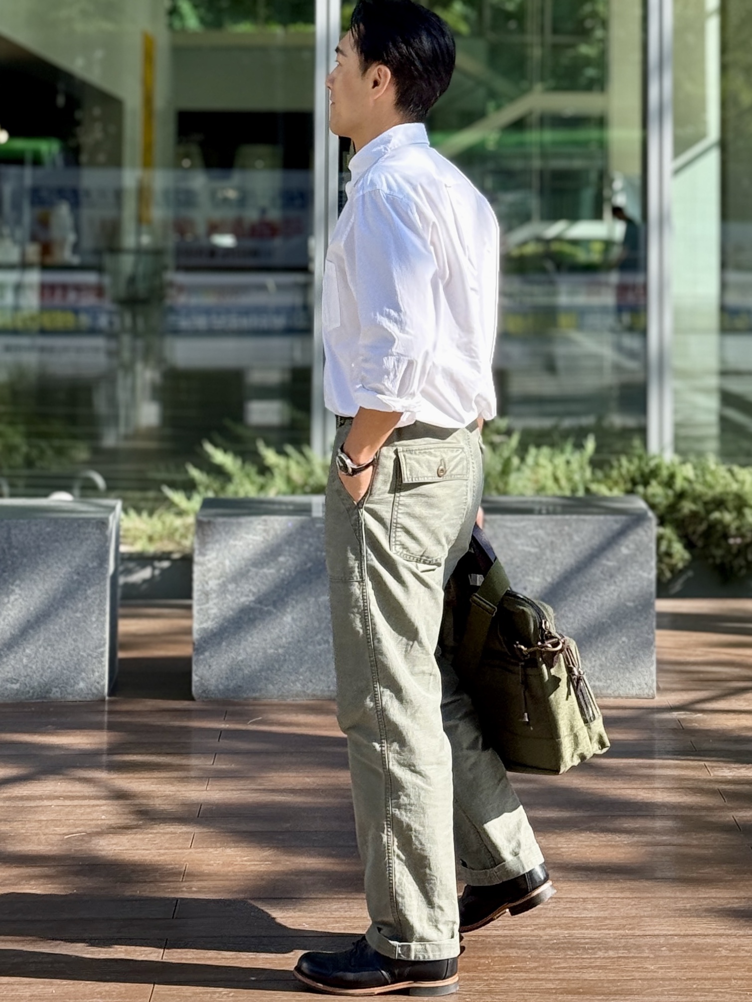 Filson 24 Hour Tin Briefcase Otter Green, Red Wing  Beckman Flatbox 9060 Black Klondike - D 착용 스타일 - 2