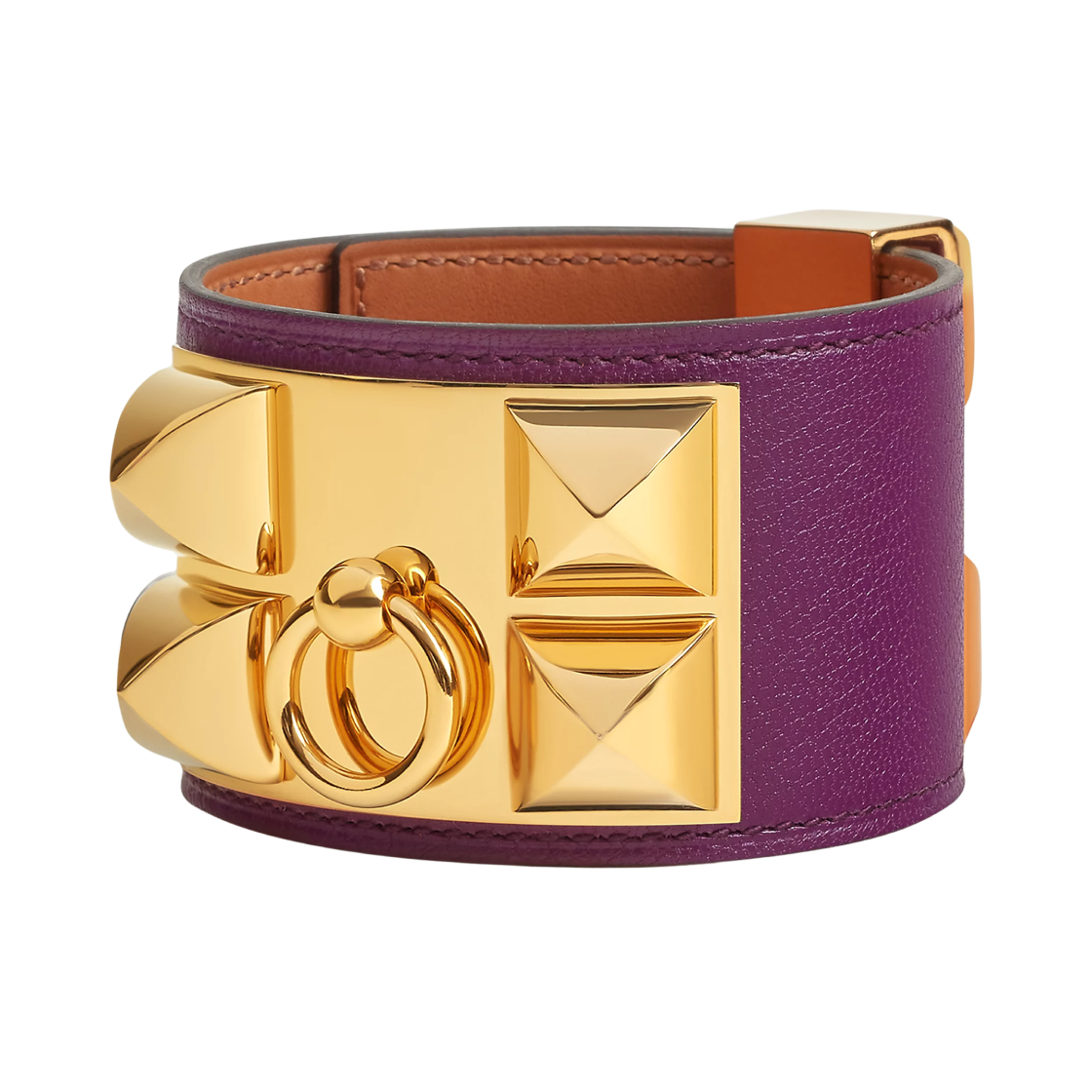 (W) 에르메스 꼴리에 드 샹 브레이슬릿 샴킬라 고트스킨 & 옐로우 골드 하드웨어 아네몬느((W) Hermes Collier De Chien Bracelet Chamkila Goatskin & Yellow Gold Anemone) - 1