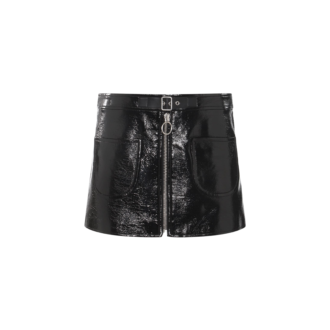 (W) 꾸레쥬 코튼 미니 스커트 블랙((W) Courreges Cotton Mini Skirt Black)