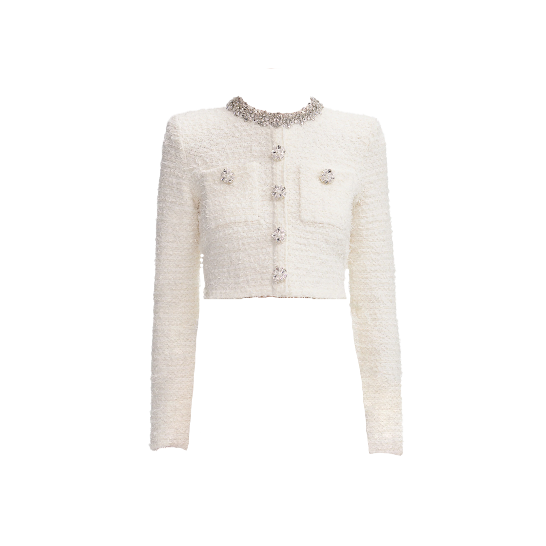 셀프 포트레이트 우먼 텍스쳐 니트 가디건 크림- 25FW(Self Portrait Women Textured Knit Cardigan Cream - 25FW)