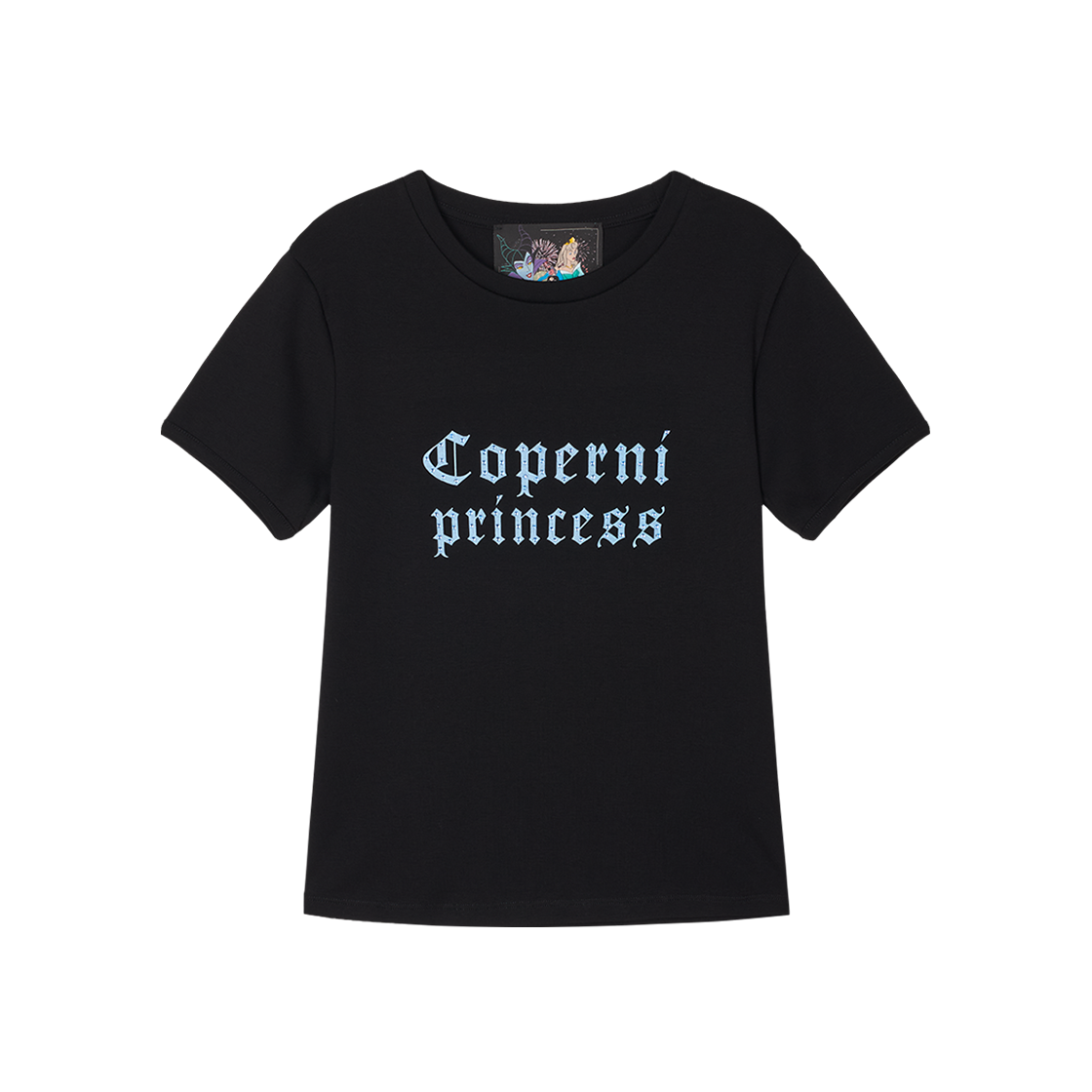 코페르니 x 디즈니 우먼 프린세스 슬림핏 티셔츠 블랙 블루 프린트 - 25FW(Coperni x Disney Women Princess Slim-Fit T-Shirt Black Blue Print - 25FW)