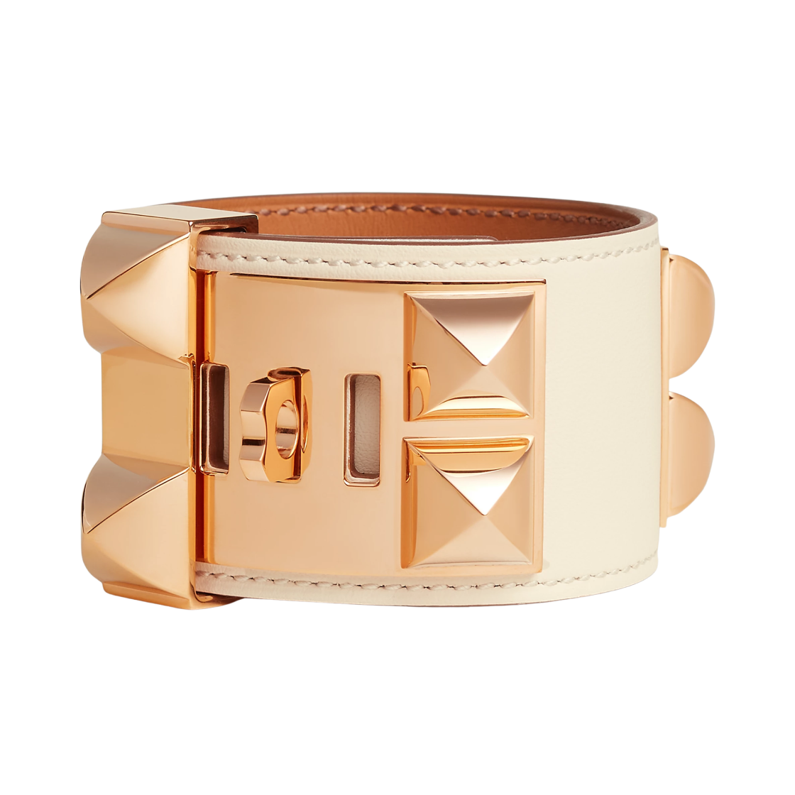 (W) 에르메스 꼴리에 드 샹 브레이슬릿 스위프트 & 옐로우 골드 하드웨어 나타((W) Hermes Collier De Chien Bracelet Swift & Yellow Gold Nata) - 2