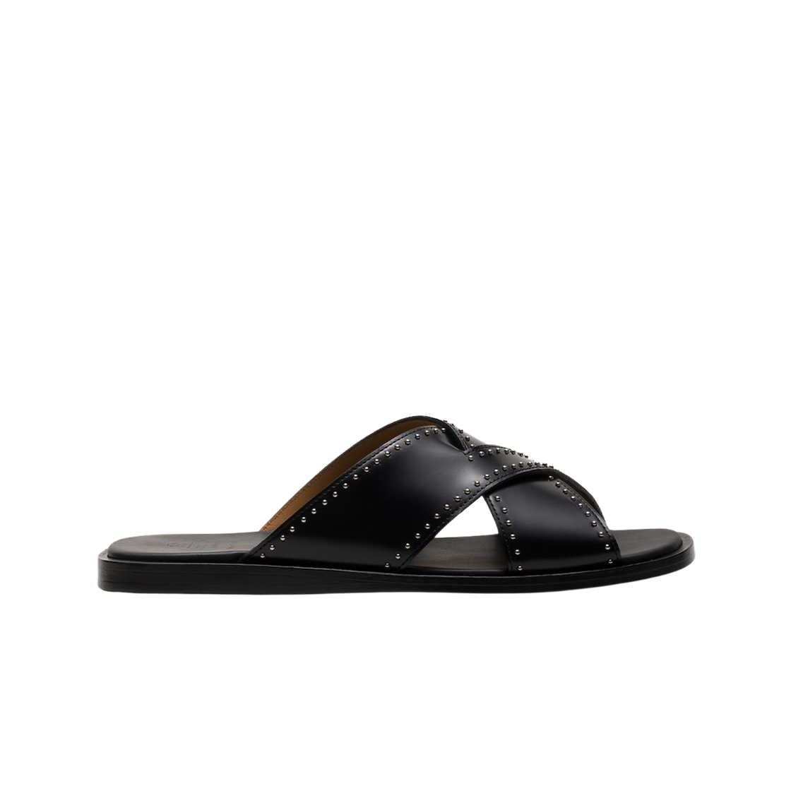 (W) 처치스 오리야 메트 레더 크리스크로스 스터드 샌들 블랙((W) Church's Oriyah Met Leather Crisscross Sandal with Studs Black)