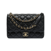 Chanel Medium Classic Handbag Grained Calfskin & Gold Black