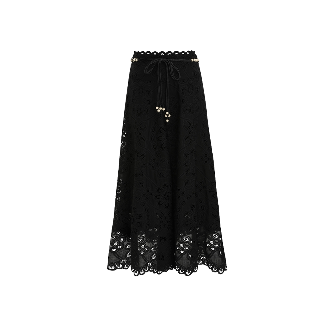 (W) 짐머만 리안논 자수 스커트 블랙((W) Zimmermann Rhiannon Embroidered Skirt Black)