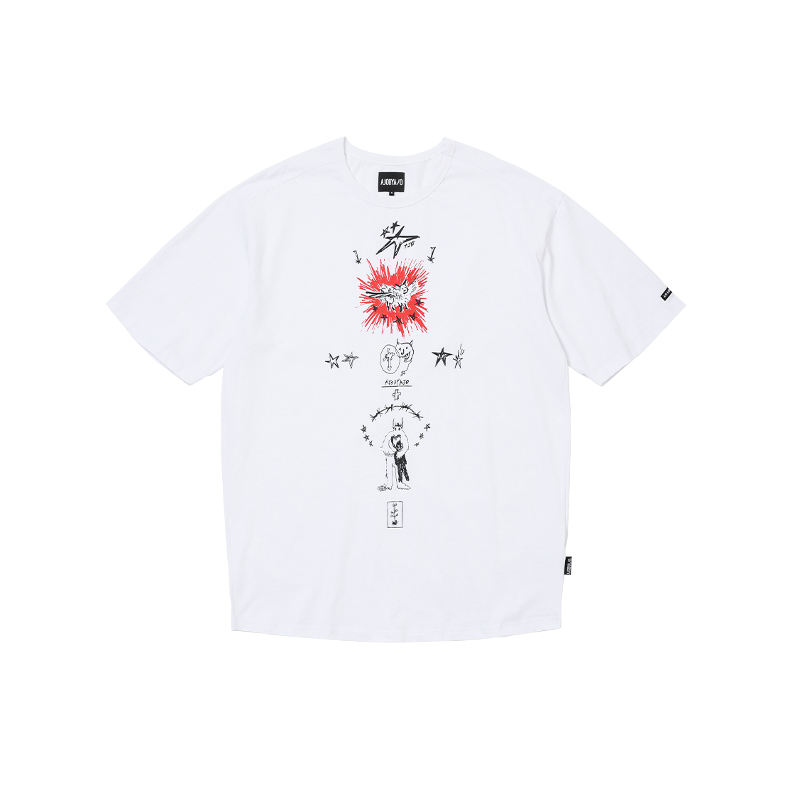 AJ254TE001WH AJOBYAJO Blessing Doodle T-shirt White