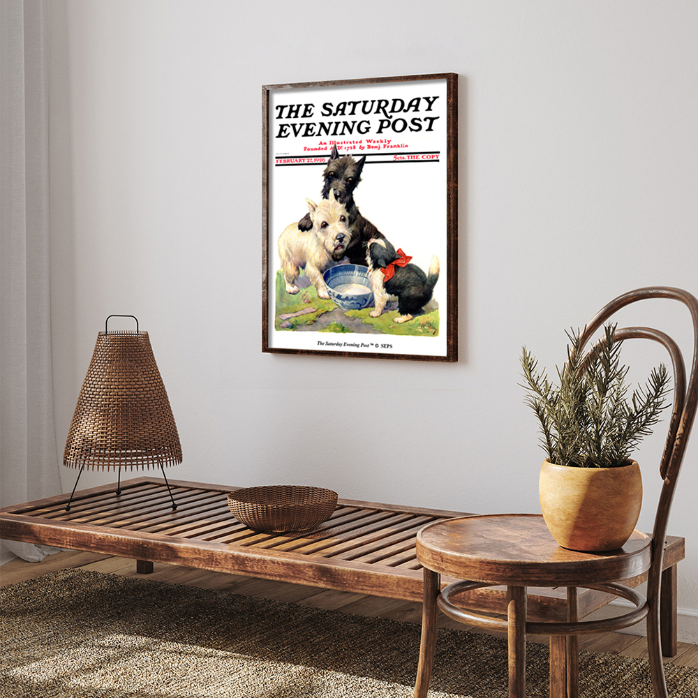 더 새터데이 이브닝 포스트 프레임 포스터_우유 그릇 경비대 고양이_A2(The Saturday Evening Post Framed Poster_Cat Guards Bowl of Milk_A2) - 5