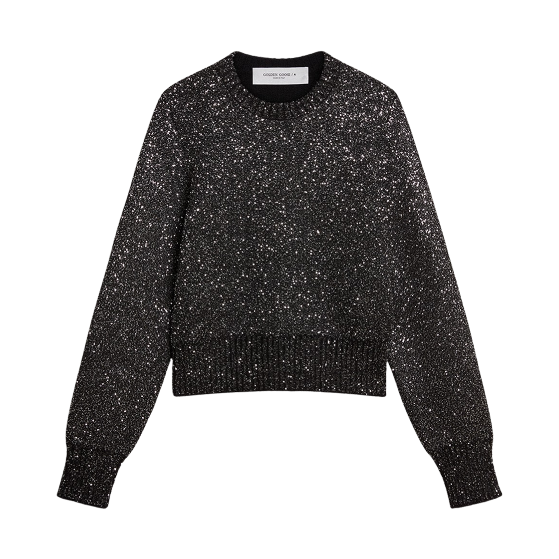 (W) 골든구스 울 블렌드 크롭 스웨터 블랙((W) Golden Goose Wool Blend Cropped Sweater Black)